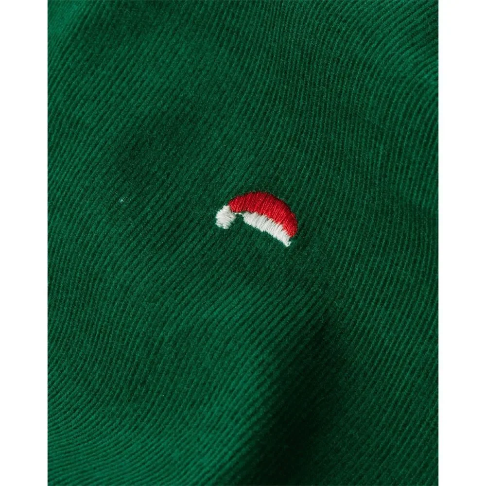 Gymboree Girls Green Embroidered Santa Hat Corduroy Jumper Dress Size 12 NEW